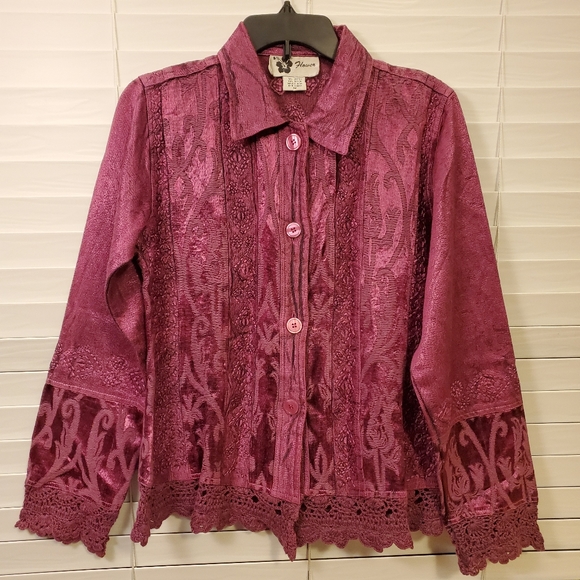 Gorgeous Vintage Magenta Flower Blazer - Picture 3 of 6